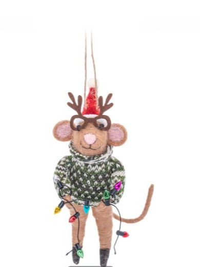 Christmas Party Mouse Felt Decoration