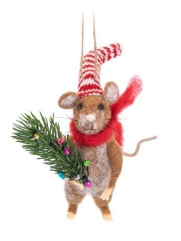 Christmas Tree Shopping Mouse Felt Decoration