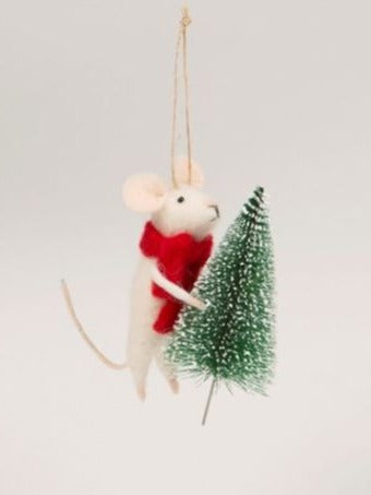 Mouse with Christmas Tree Felt Decoration